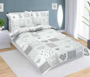 Bellatex Povlečení flanelové 140x200, 70x90 cm Srdce patchwork