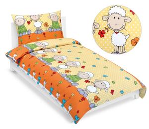 Bellatex Povlečení bavlněné 140x200, 70x90 cm Ovečka Oranžová, Žlutá