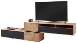 NÍZKÁ KOMODA, trámový dub, dub bianco, antracitová, 306/70/50 cm MID.YOU - Komody z masivu, Online Only