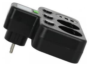Rozbočovací zásuvka s vyp a LED osvět LINEA 2Z + 3xUSB A/C SCHUKO 4000K černá