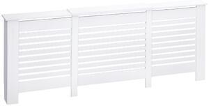 HOMCOM Nastavitelný kryt radiátoru s horní policí z MDF a dřeva, 140-202x19x82,5 cm, bílý | Aosom