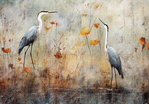 Fototapeta vliesová: Art Abstract Birds Herons - 312x219cm