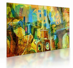 Skleněný obraz - Architektura, kubistická abstrakce (70x50 cm)