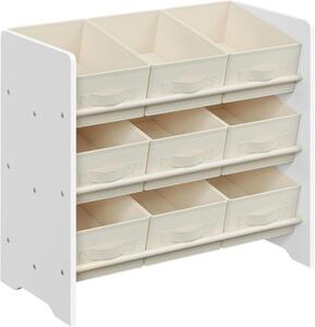 Dětský organizér na hračky s 9 boxy, bílý, 62,5x29,5x60 cm
