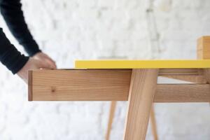 LUKA Ashwood Rohový psací stůl š115 x d85cm žlutý Levá strana