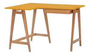 LUKA Rohový psací stůl š115cm x d85cm žlutý Dub levá strana