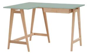 LUKA Ashwood Rohový psací stůl š115 x d85cm zelený Levá strana