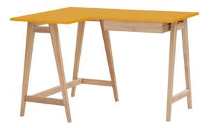 LUKA Ashwood Rohový psací stůl š115 x d85cm žlutý Levá strana
