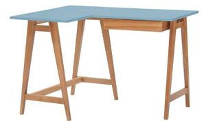 LUKA Rohový psací stůl š115cm x d85cm modrý Dub levý strana