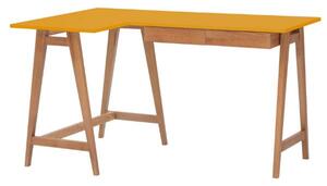 LUKA Rohový psací stůl š 135cm x hl 85cm žlutý Dub levá strana