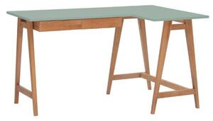 LUKA Rohový psací stůl š 135cm x hl 85cm zelený Dub pravý strana