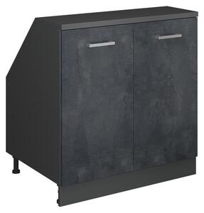 Kuchyňská skříňka pod šikmou střechu Vicco R-Line Černý beton 80 cm se 2 dveřmi, korpus skříně hloubka 60 cm, Model 60393