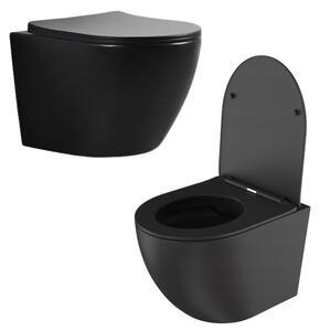 Granitan – toaletní sada – závěsné WC – černé – bez splachovacího okraje – koupelna – VIA