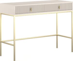 Toaletní stolek: dvě zásuvky, barva kašmíru, zlaté nožky, výška 77 cm