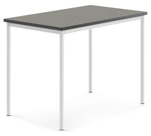AJ Produkty Stůl SONITUS, 1200x800x900 mm, bílé nohy, deska s linoleem, tmavě šedá