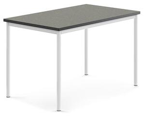 AJ Produkty Stůl SONITUS, 1200x800x760 mm, bílé nohy, deska s linoleem, tmavě šedá