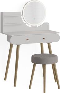 Toaletní stolek Vicco Edda Bílá 80 cm s LED osvětlením a taburetem, Model 39608