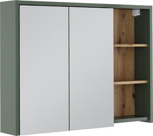 Skříňka se zrcadlem do koupelny Vicco Viola Zelená/umělecká 100 x 75 cm s otevřenými policemi, Model 55154