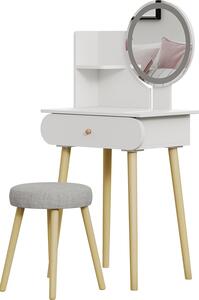 Toaletní stolek Vicco Edda Bílá 60 cm se zrcadlem LED a stoličkou, Model 41315