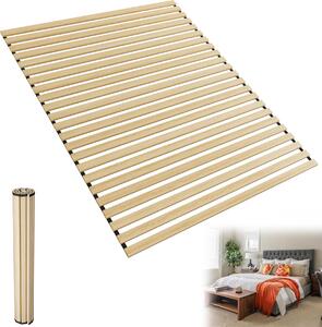 TWOLIIN rolovací lamelový rošt Smrkový lamelový rošt, 23 lamel, 90 x 200 cm rolovací lamelový rošt, dřevěné lamely s černým elastickým páskem, vhodný pro všechny typy matrací, nosnost až 300 kg