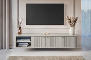 Závěsný TV stolek Vesper 3D 187 cm - kašmírový / zlaté úchytky