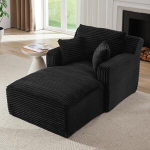 LVHOM Moderní sametové relaxační křeslo Chaiselongue s polštářem, pohodlné podlahové sofa, nosnost až 150 kg, bez montáže, 166 x 100 x 82 cm, černé