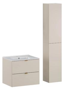 Comad Koupelnová sestava Dalia Cashmere Lava se zápustným umyvadlem a skříňkami 60 cm kašmírová/dub wotan