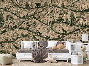 FUGU Dětská tapeta Severská příroda béžovo zelená – Nordic Nature Beige Green Materiál: Digitální eko vlies - klasická tapeta nesamolepicí
