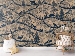 FUGU Dětská tapeta Severská příroda béžovo modrá – Nordic Nature Beige Blue Materiál: Digitální eko vlies - klasická tapeta nesamolepicí