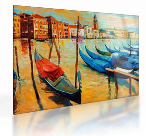 Skleněný obraz - Přístav v Benátkách (70x50 cm)