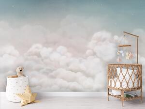 FUGU Dětská tapeta Jemné mraky modrá – Calming Clouds Blue Materiál: Digitální eko vlies - klasická tapeta nesamolepicí