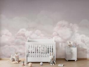 FUGU Dětská tapeta Jemné mraky růžová – Calming Clouds Pink Materiál: Digitální eko vlies - klasická tapeta nesamolepicí