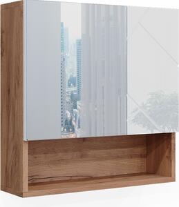 Koupelnová zrcadlová skříňka Vicco Irma Bílý vysoký lesk/zlatý dub power 54 x 55 cm, Model 40508