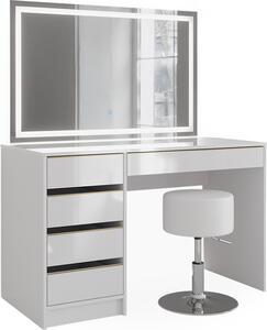 Toaletní stolek Vicco Sherry Bílá/zlatá 120 cm se zrcadlem LED a stoličkou, Model 47708