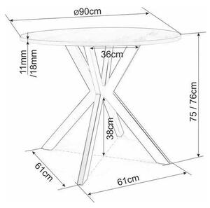 Jídelní stůl Talia 90 cm, šedá / černá
