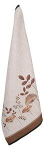 Hnědá bavlněná utěrka s podzimním motivem přírody a houbiček Little Fall Jewels II – 50x70 cm