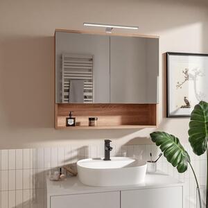 HAJDUK FURNITURE Zrcadlová Koupelnová Skříňka Dub Sonoma 78x70 cm s LED Osvětlením IP44 4000K 2 Dveře Polička Bezúchytkové Otevírání