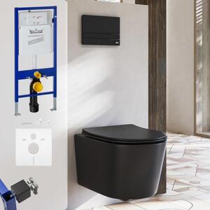Kronenbach, závěsné WC s odsáváním splachování, bez přítoku vody do míče, kompletní sada, úzký design