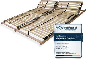 7zónová lamelová postel 160x200 (2x 80x200) s nastavitelnou opěrkou hlavy - Ergonomická 7zónová postel s robustním rámem z bukového dřeva, 28 flexibilních lamel, 2x postel 80x200, VÝROBA V NĚMECKU, maximální nosnost cca 150 kg
