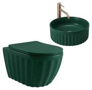 Sada Rea: Závěsné WC + umyvadlo na desku Duo Matcha Matt