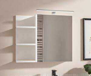 HAJDUK FURNITURE Koupelnová zrcadlová skříňka 60x50 cm bílá LED černé tělo 1 dveře bez úchytek police vlevo