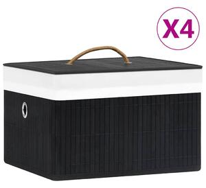 Bambusové úložné boxy 4 ks černé 320769