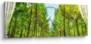 Obraz - Výhled na les (s hodinami) (90x30 cm)