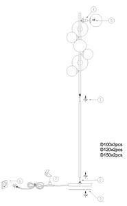 ONLI - Stojací lampa PALOMA 7xG9/10W/230V černá/kouřová