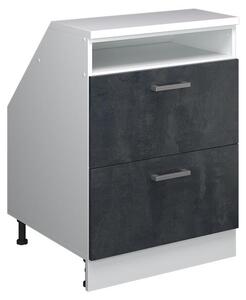 Kuchyňská skříňka pod šikmou střechu Vicco R-Line Černý beton 60 cm se 2 zásuvkami, korpus skříně hloubka 60 cm, Model 60149