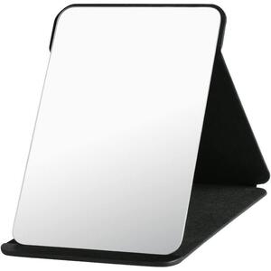 Kosmetické zrcadlo, skládací, extra velké, 25,5 x 18 cm, černé, potažené umělou kůží (PU), s HD sklem