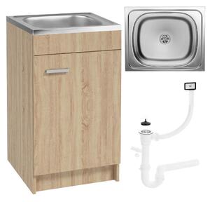 Stamar | Kuchyňská linka, dub Sonoma, 50 cm, se sifonem a dřezem