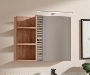 HAJDUK FURNITURE Koupelnová zrcadlová skříňka 60x50 cm dub sonoma LED černé tělo 1 dveře bez úchytek police vlevo