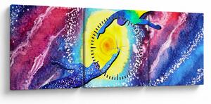 Obraz - Dotek (s hodinami) (90x30 cm)