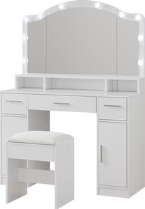 Toaletní stolek Vicco Lumira Bílá 110 cm se zrcadlem LED a stoličkou, Model 54731